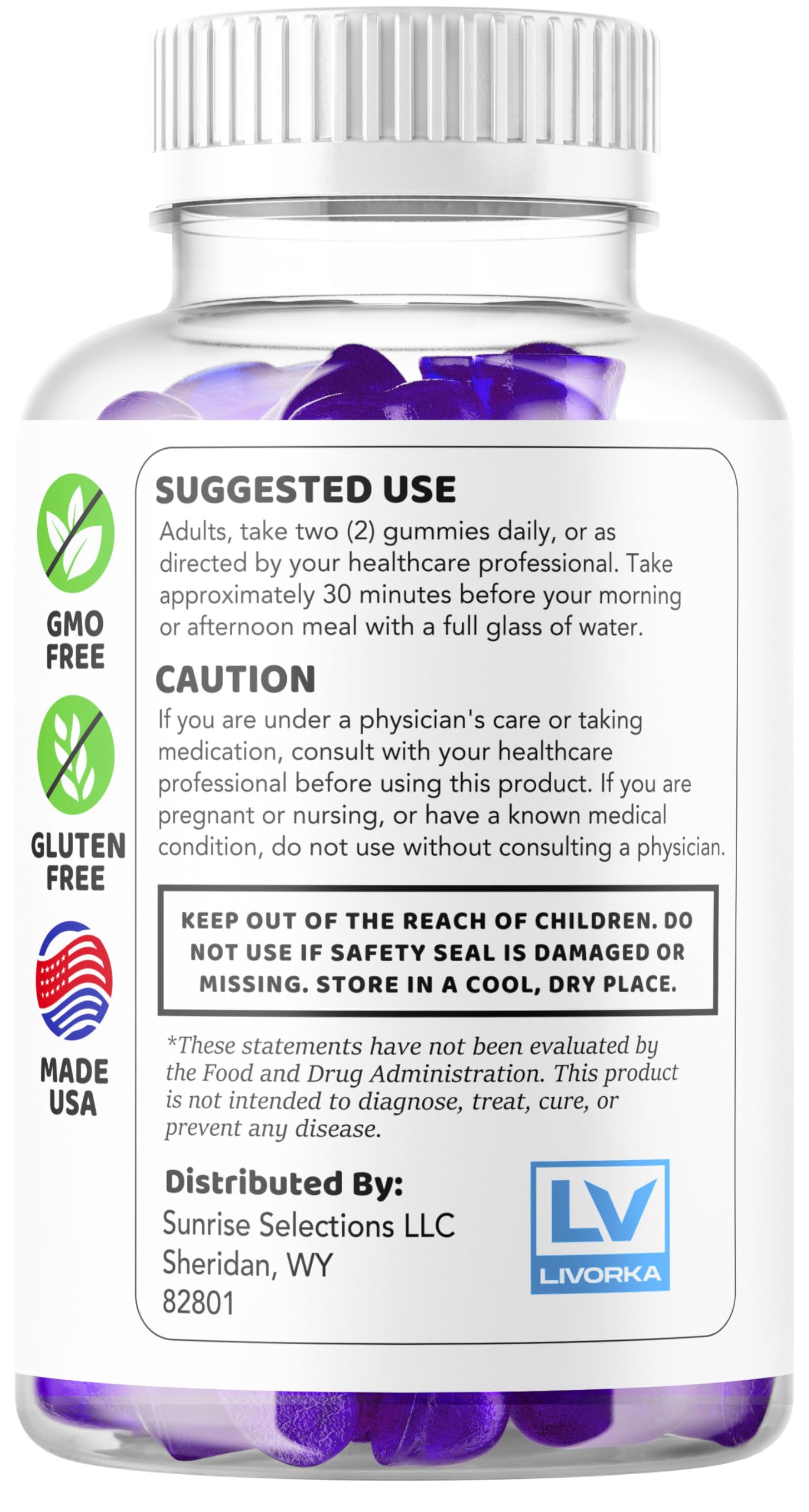 LIVORKA Vital Boost XL Gummies close-up texture shows chewable format