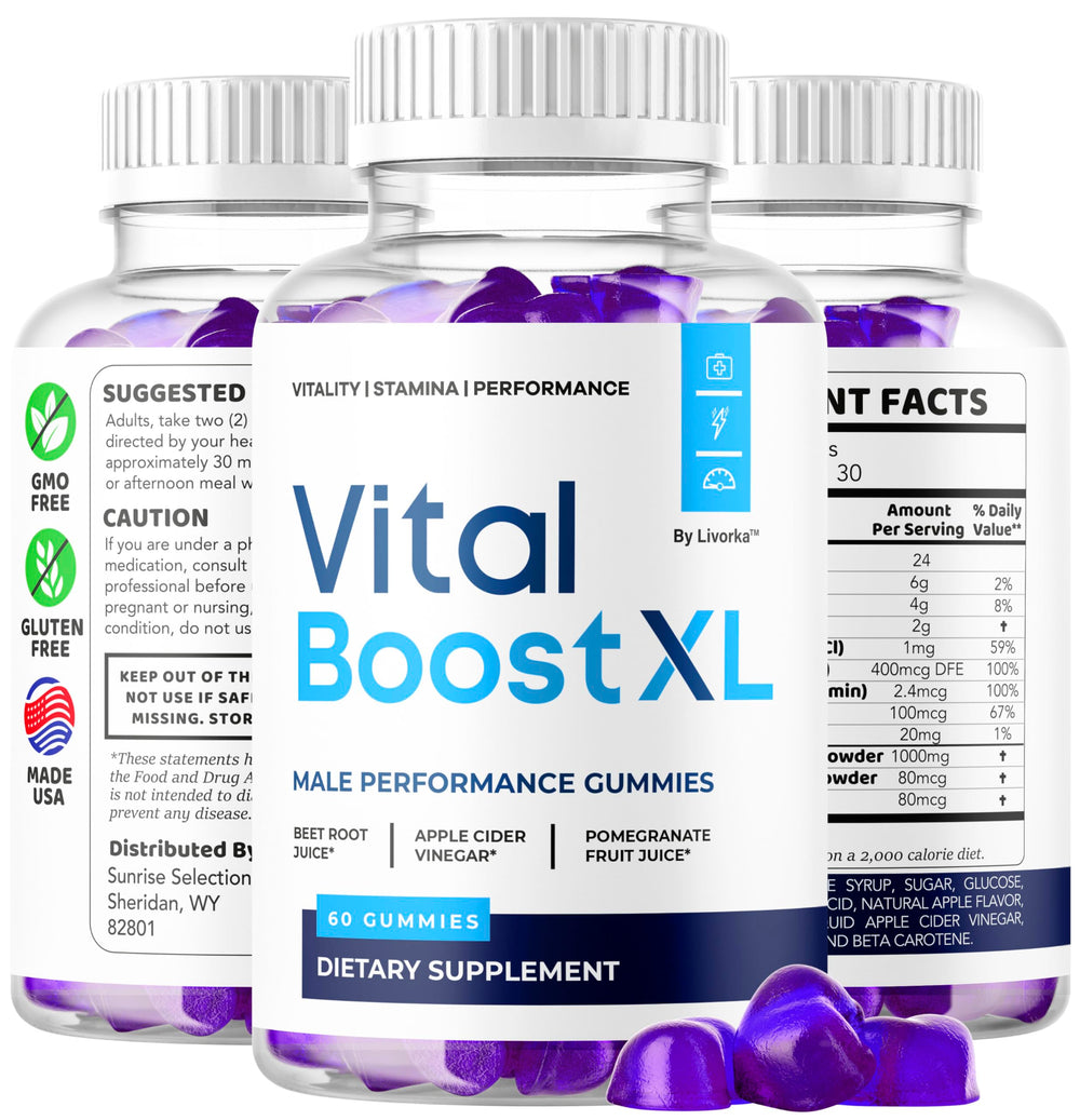 LIVORKA Vital Boost XL Gummies packaging box display