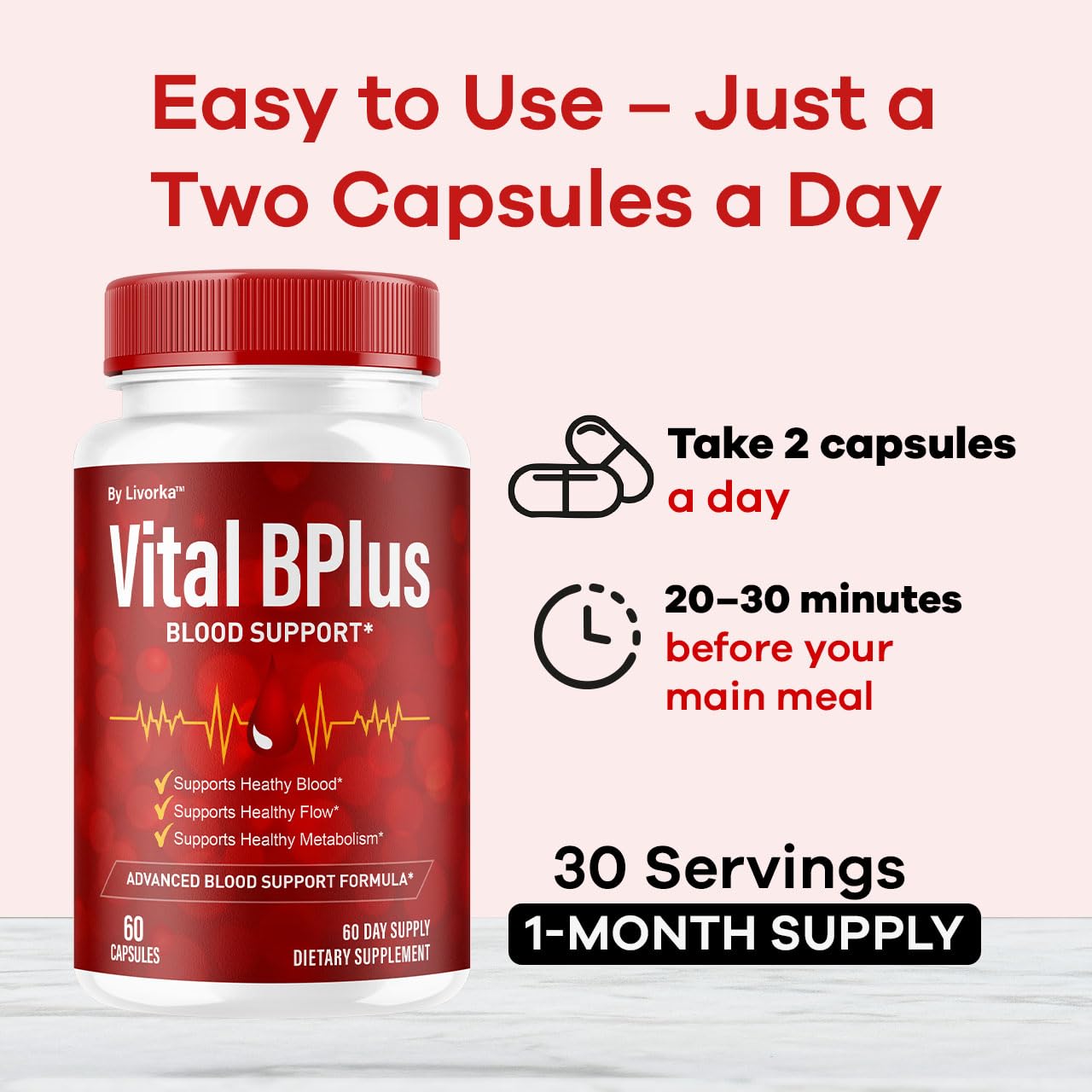 LIVORKA Vital BPlus label detail highlights natural ingredients.