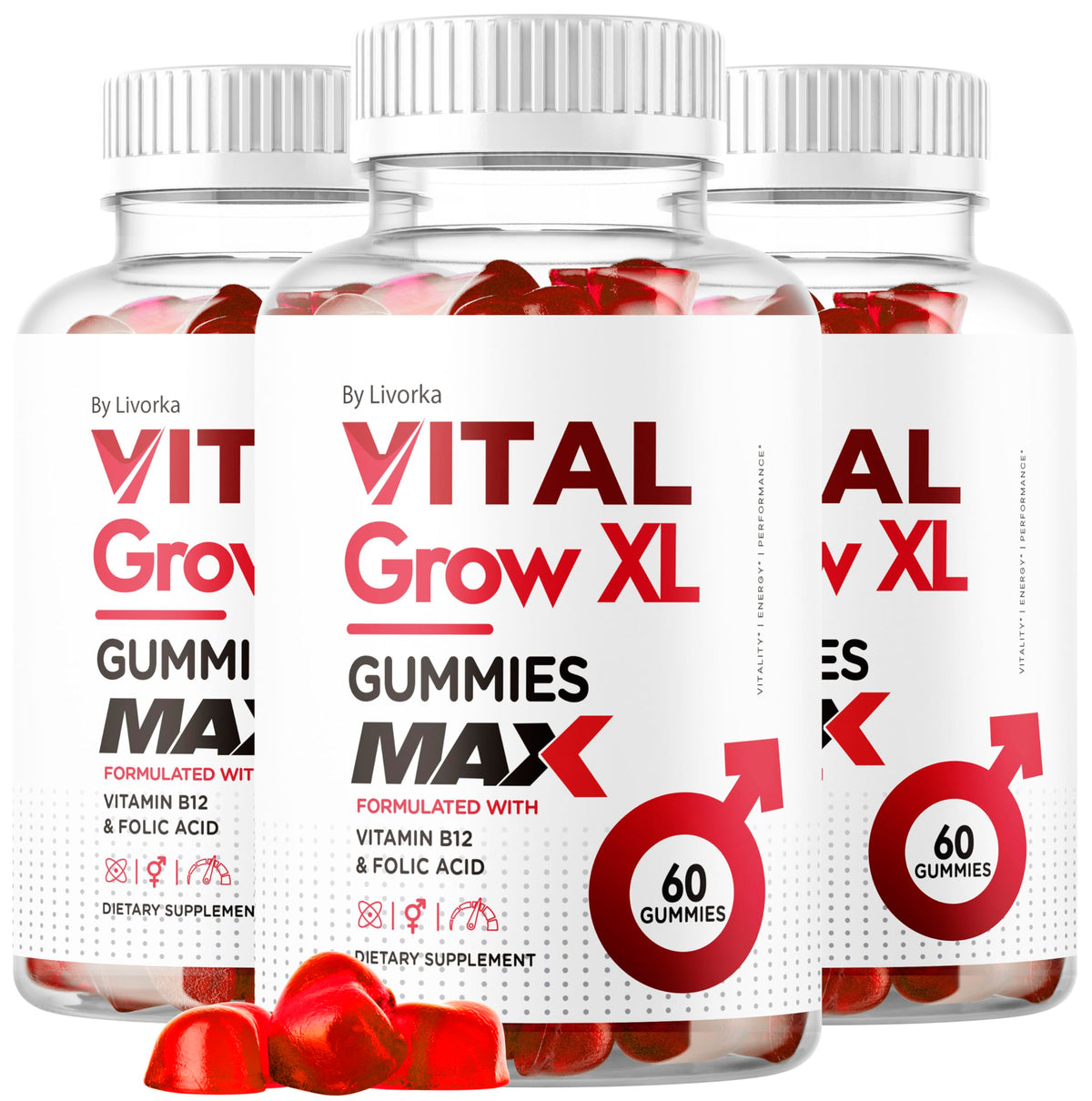 LIVORKA Vital Grow XL bottle shows packaging for daily performance support.
