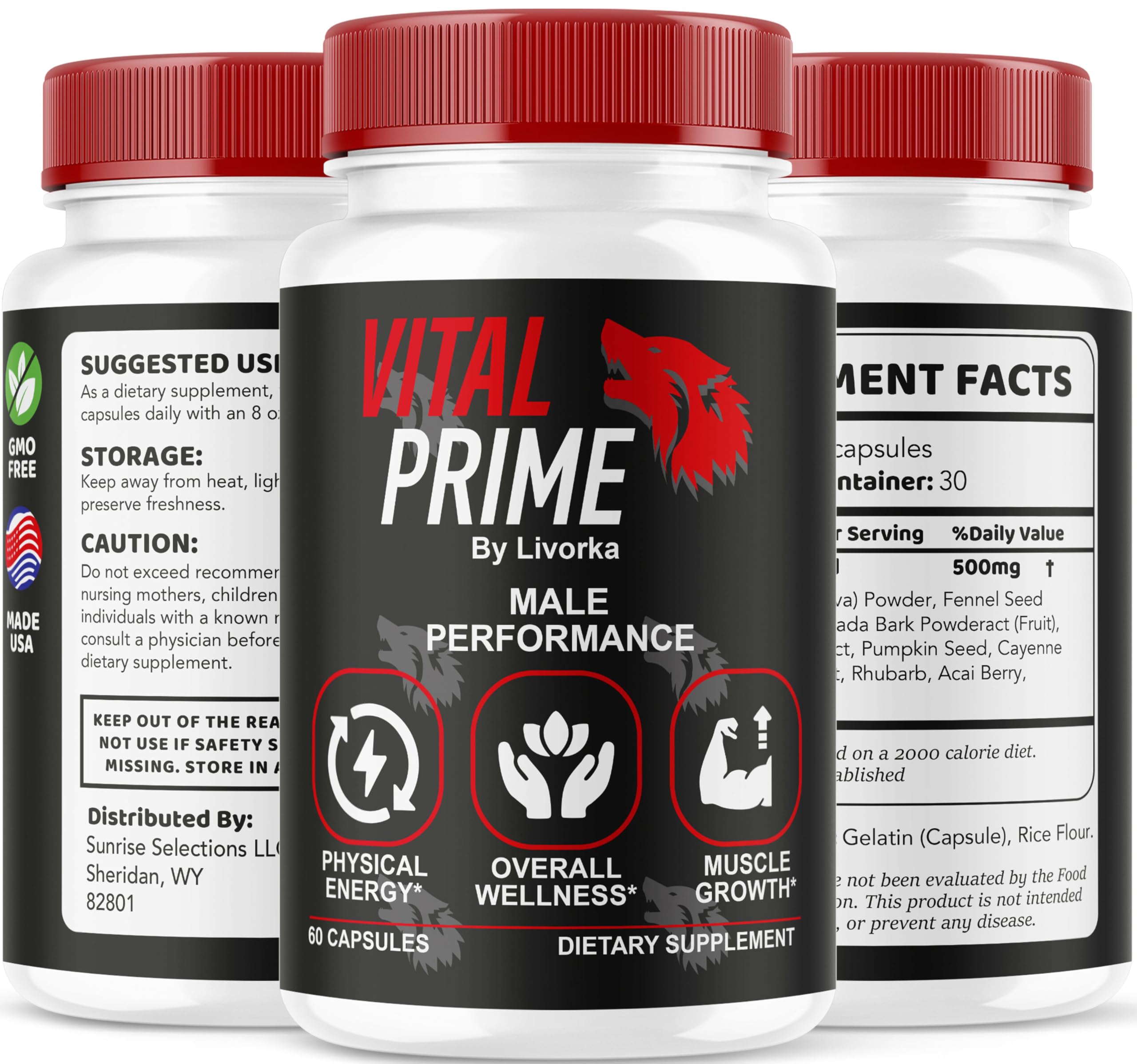 LIVORKA Vital Prime daily routine scene with capsules and water.
