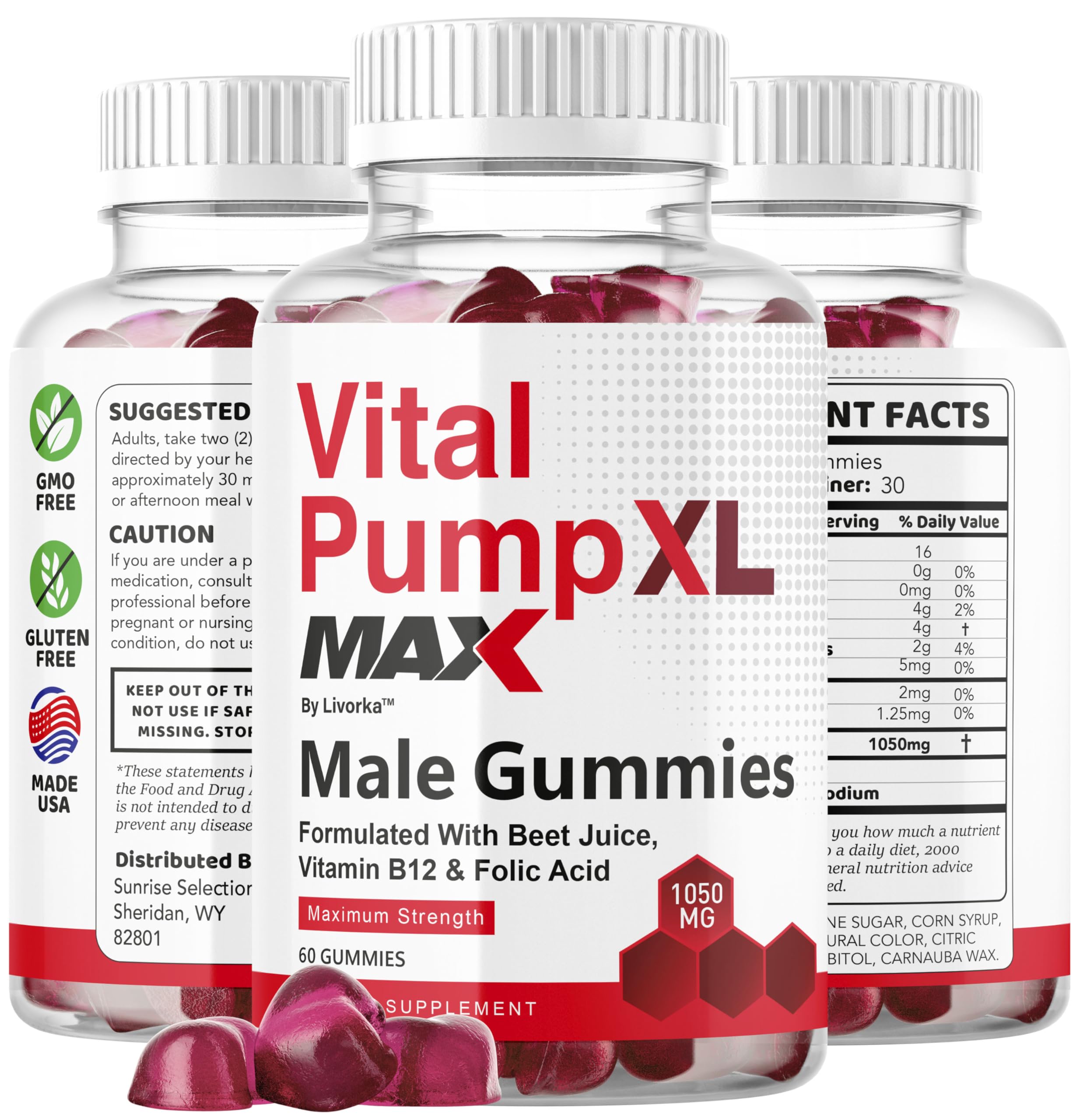 LIVORKA Vital Pump XL Max gummies shown during gym prep for energy and stamina.