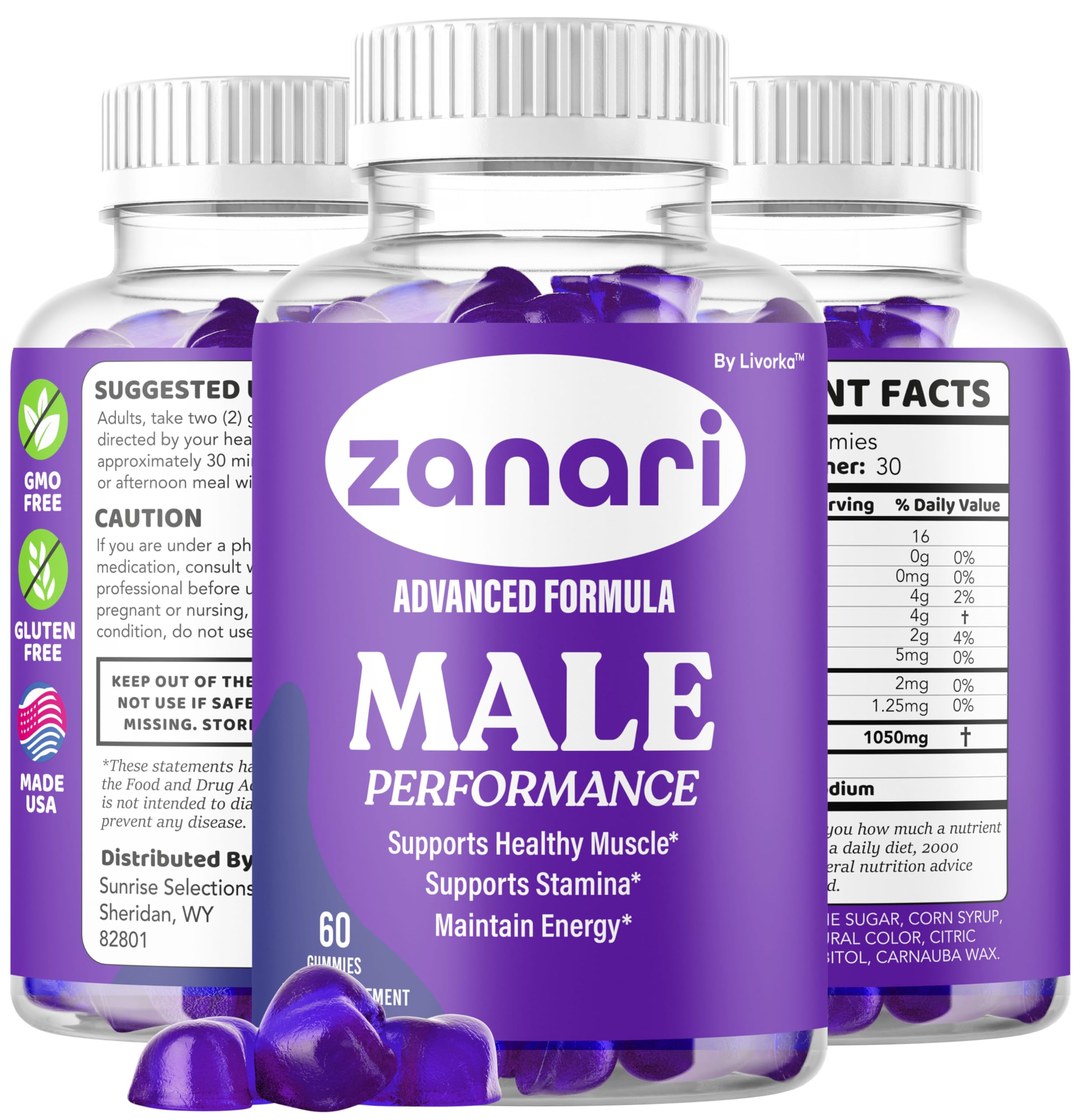 Three-pack LIVORKA Zanari Gummies packaging ready for shipment