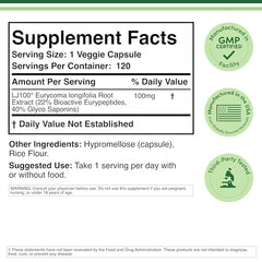 LJ100 Tongkat Ali capsules close-up for daily stamina support