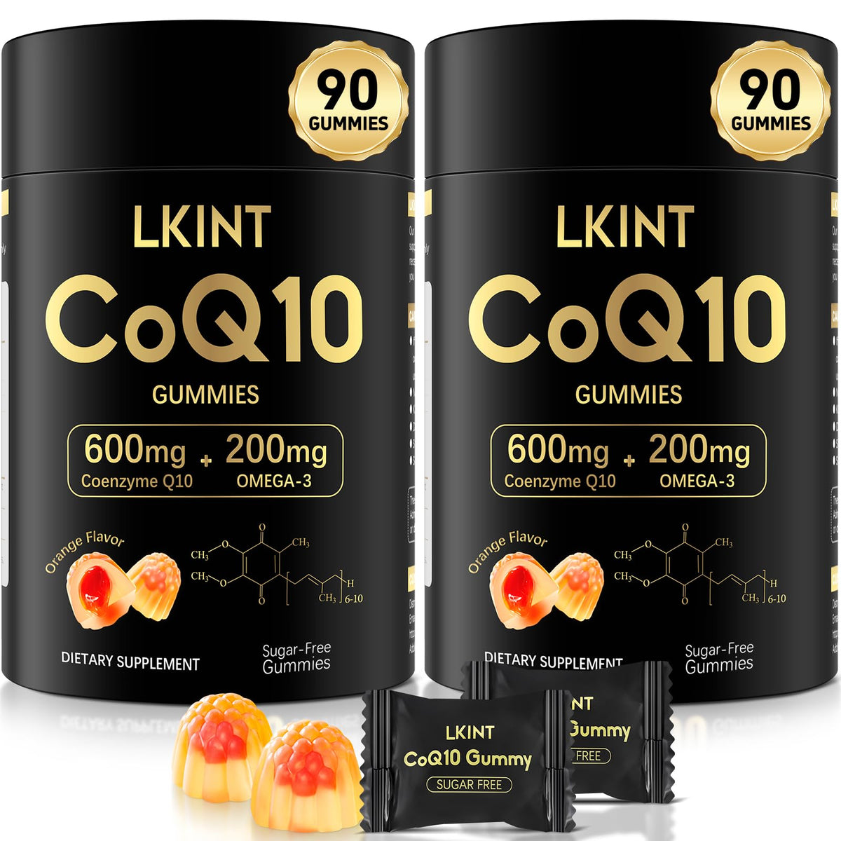 LKINT CoQ10 Gummies bottle shows 600mg per serving for daily use.