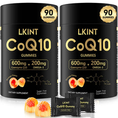 LKINT CoQ10 Gummies bottle shows 600mg per serving for daily use.