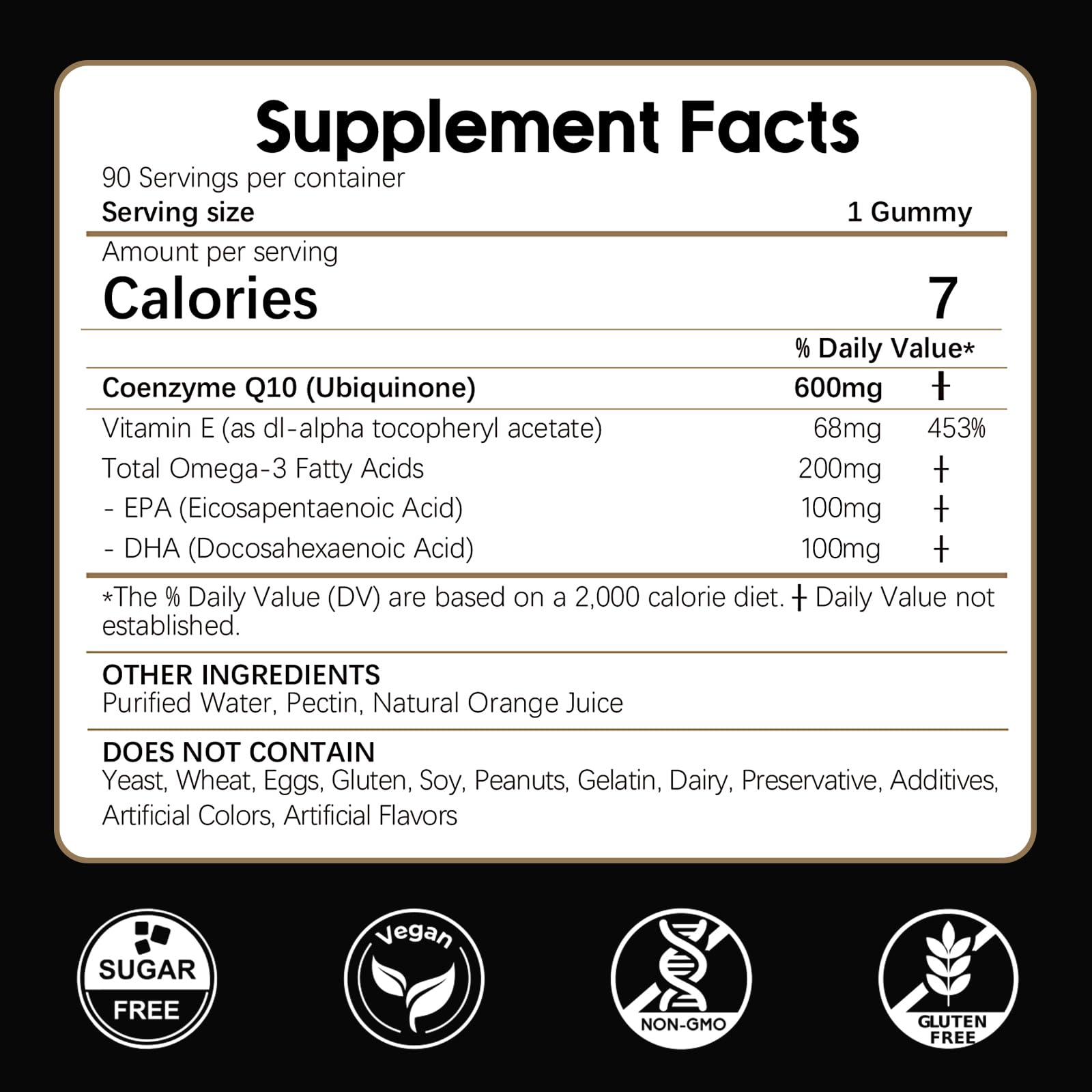 Closeup of LKINT CoQ10 Gummies orange flavor highlighting sugar-free formula.