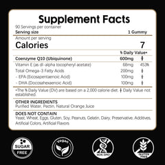 Closeup of LKINT CoQ10 Gummies orange flavor highlighting sugar-free formula.