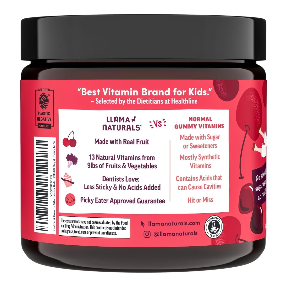 Llama Naturals cherry-flavored gummies ideal for picky eaters and daily wellness
