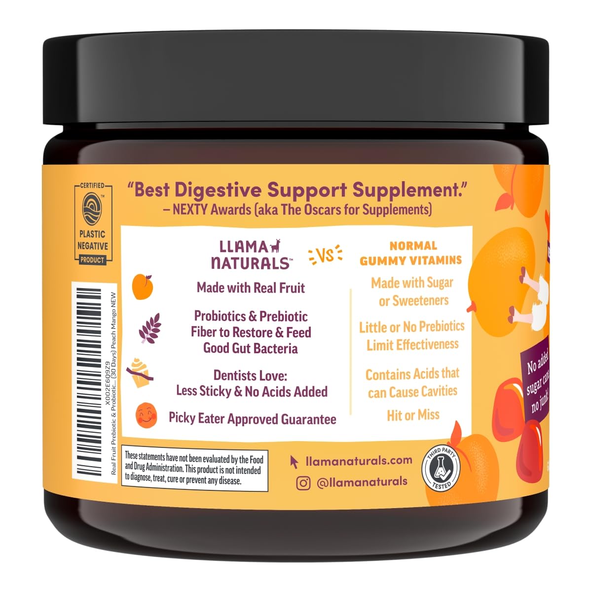 Llama Naturals dentist-friendly gummies designed for kids' teeth