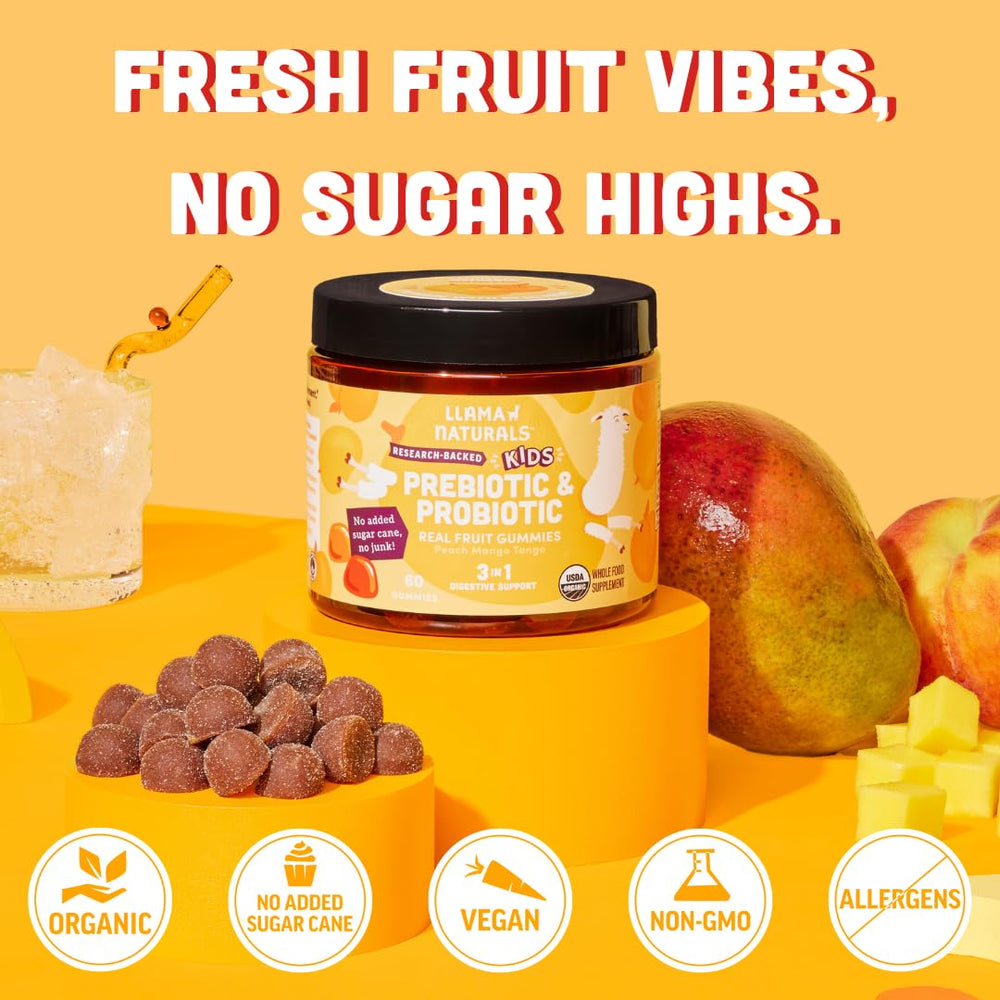 Llama Naturals vegan gummy label emphasizing plant-based ingredients
