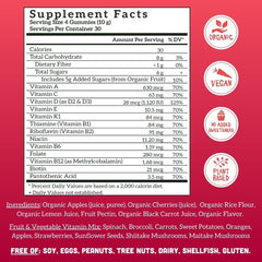 Organic fruit ingredients showcase natural vitamins for everyday health.