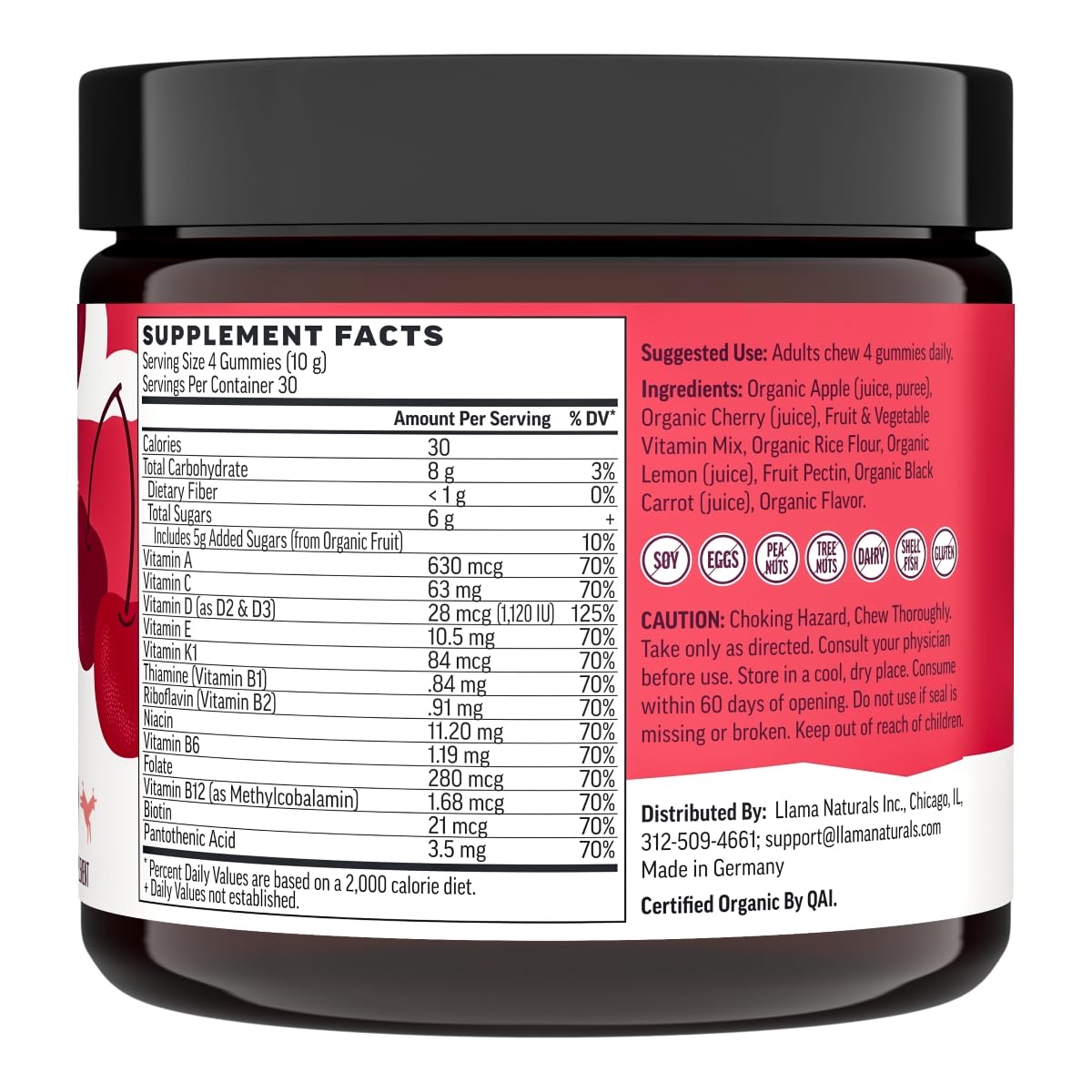 Vegan gummy form designed for adults seeking convenient nutrition.