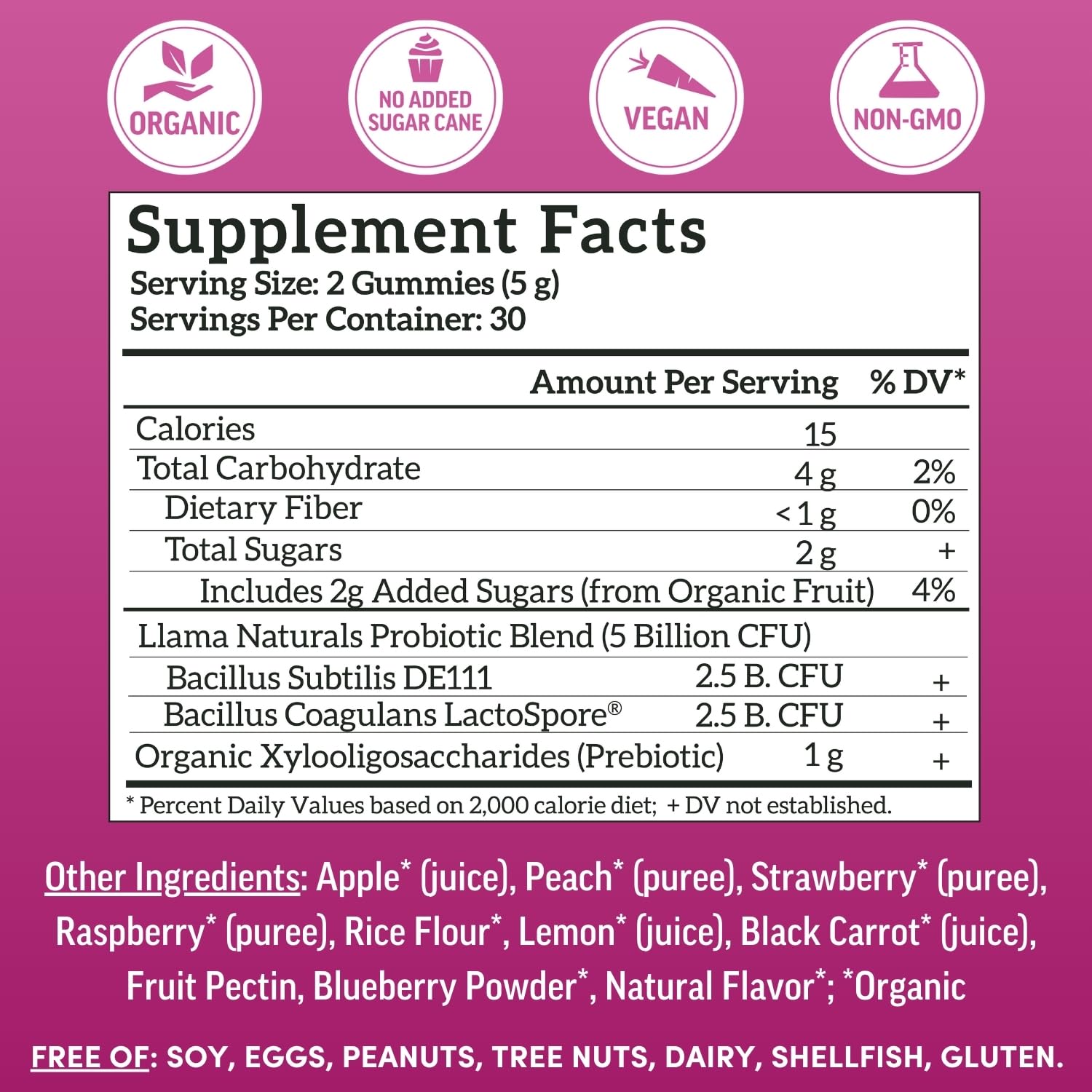 Llama Naturals prebiotic fiber bottle supports digestion and healthy balance