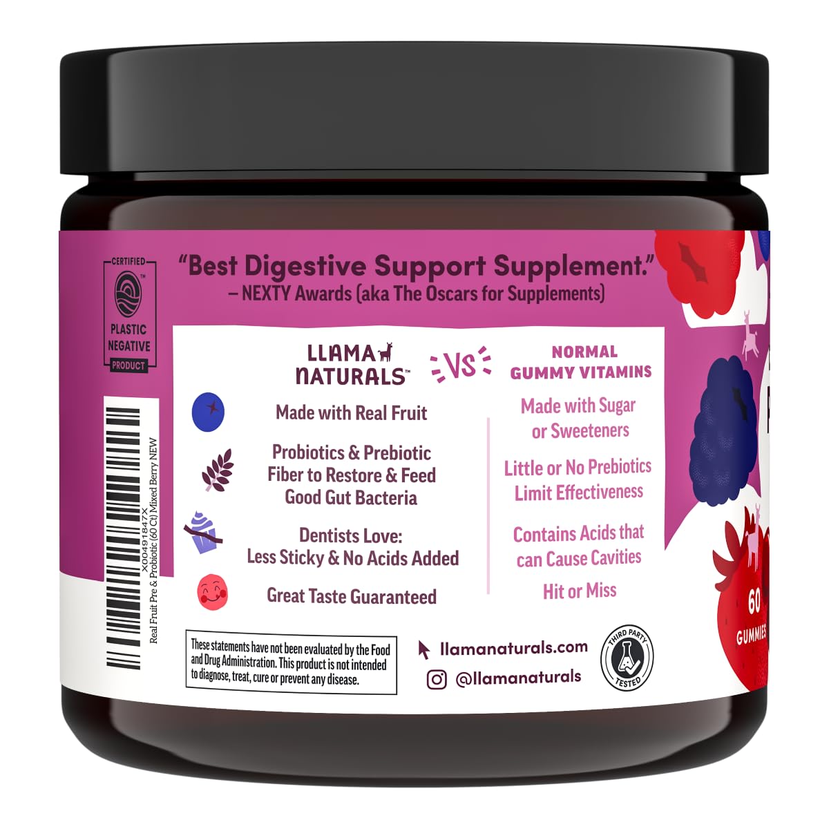 Llama Naturals vegan ingredients label shows plant-based goodness
