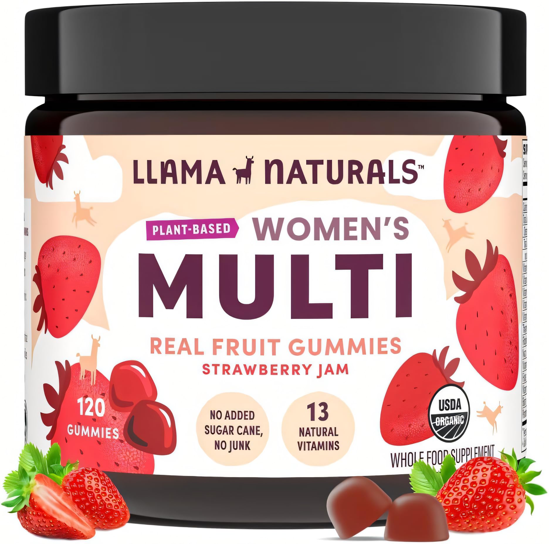 Llama Naturals Women’s Multivitamin Gummies front view for daily wellness.