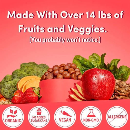 Llama Naturals Women’s Multivitamin Gummies strawberry close-up, tasty vegan nutrition.