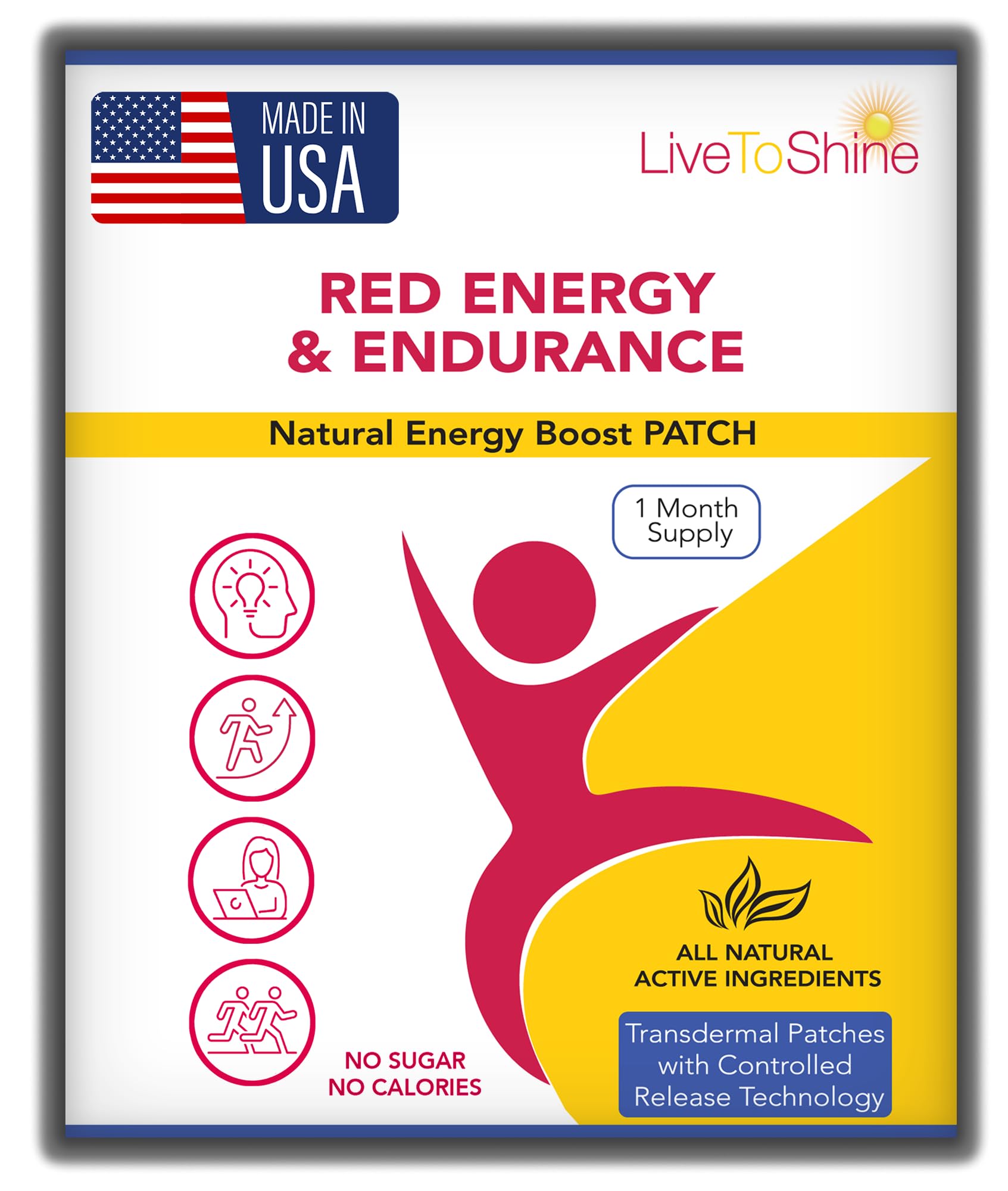 LLT Red Energy Patch on skin shows quick, steady energy for workouts