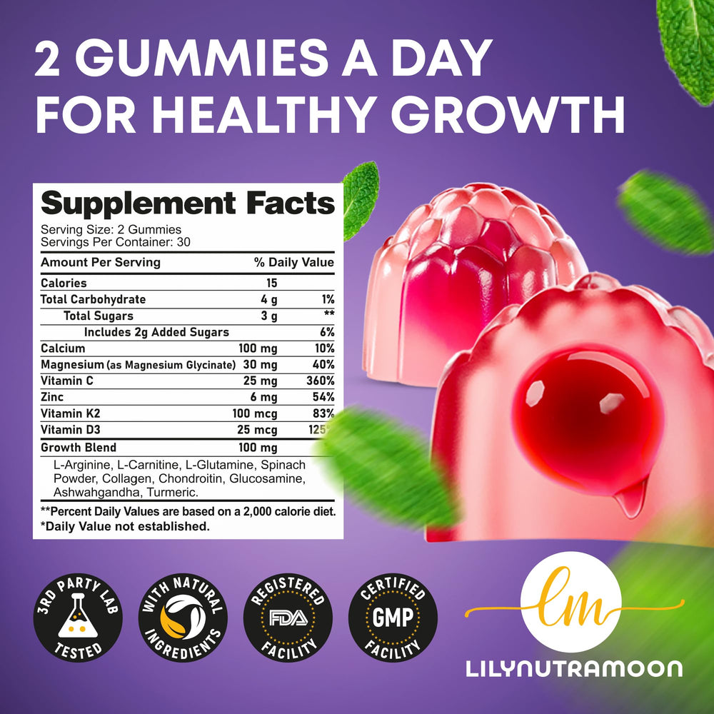Teen-friendly multivitamin routine with LM LILYNUTRAMOON gummies for growth