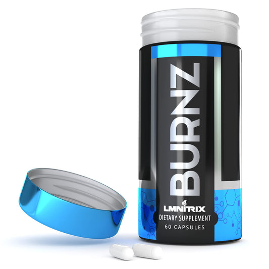 LMNITRIX Burnz EXT bottle front showing premium thermogenic formula