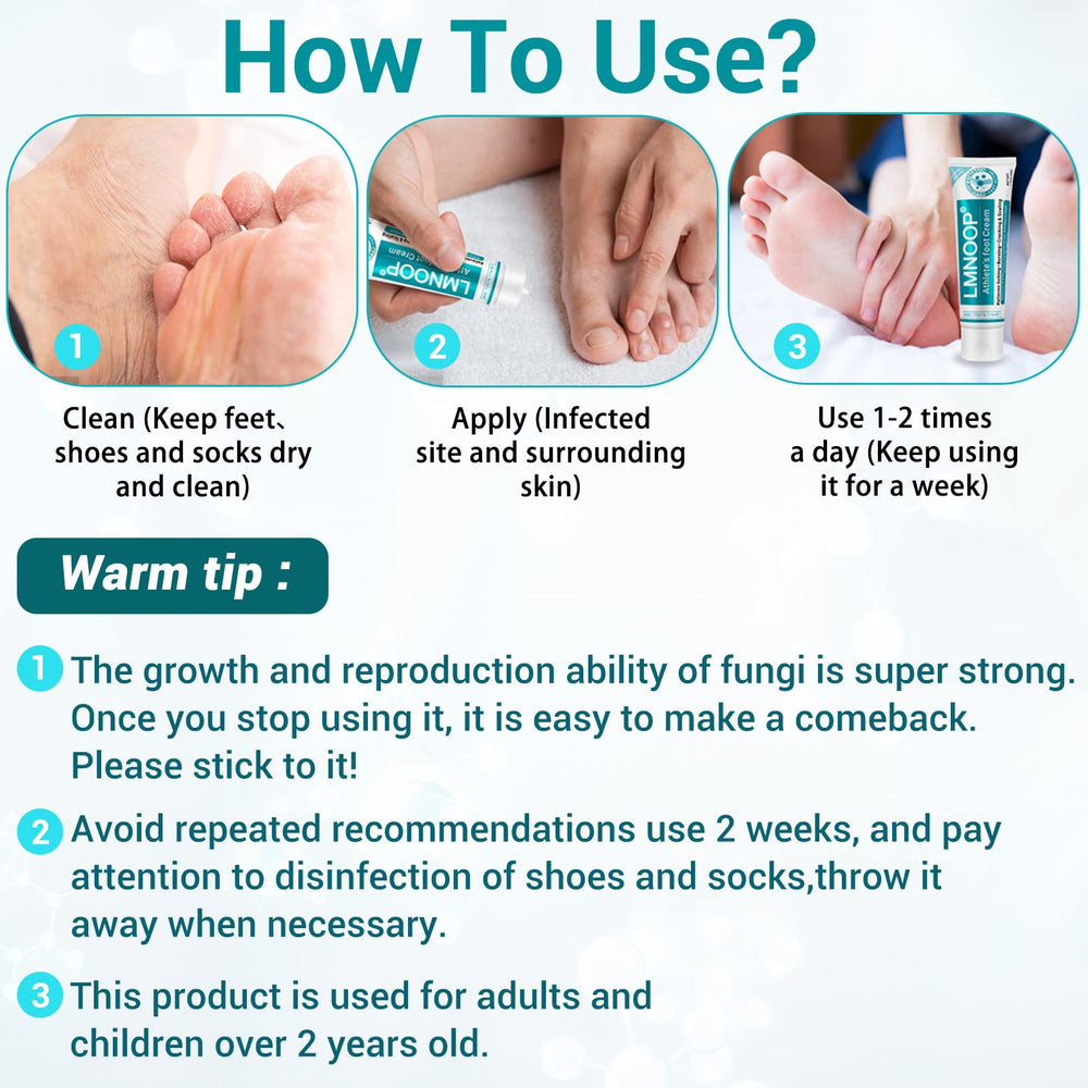 LMNOOP Athletes Foot Cream antifungal action on skin.