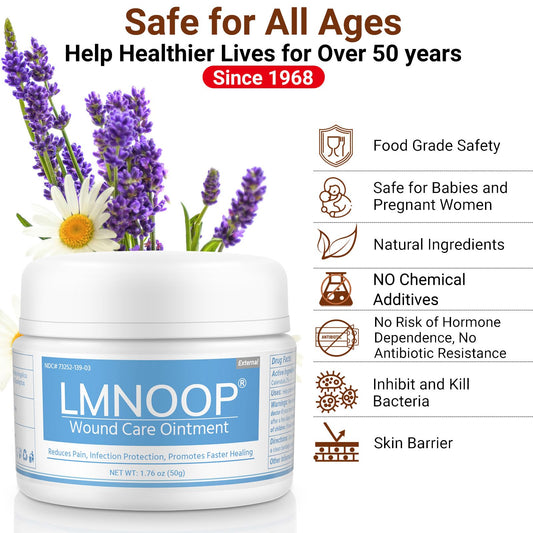 LMNOOP Bed Sore Ointment texture close-up highlighting a rich, easy-to-apply cream.