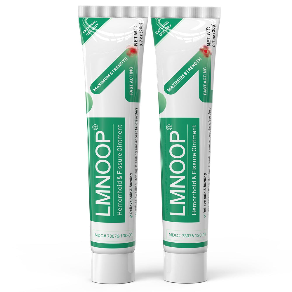LMNOOP hemorrhoid ointment 2-pack front view showing ready-to-use packaging.