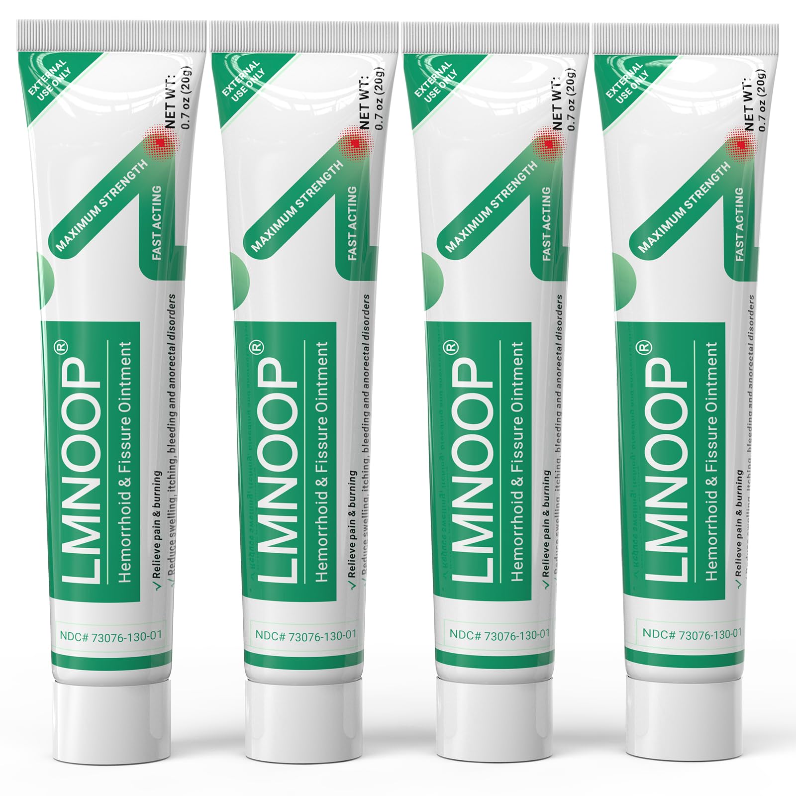 LMNOOP hemorrhoid ointment bottle front offers quick, soothing relief for internal and external symptoms.