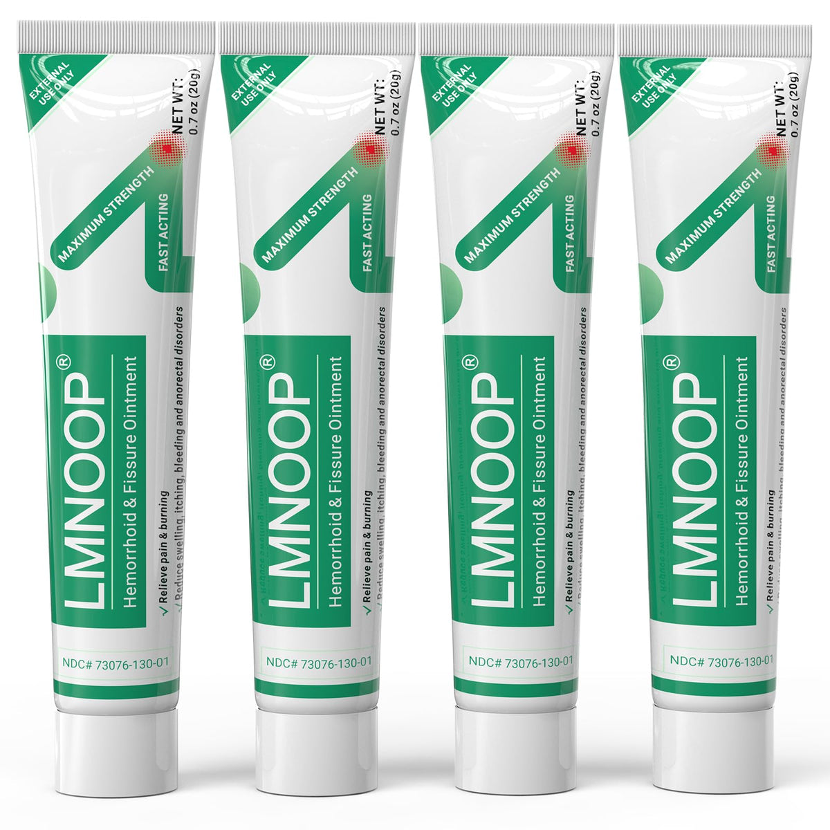 LMNOOP hemorrhoid ointment bottle front offers quick, soothing relief for internal and external symptoms.