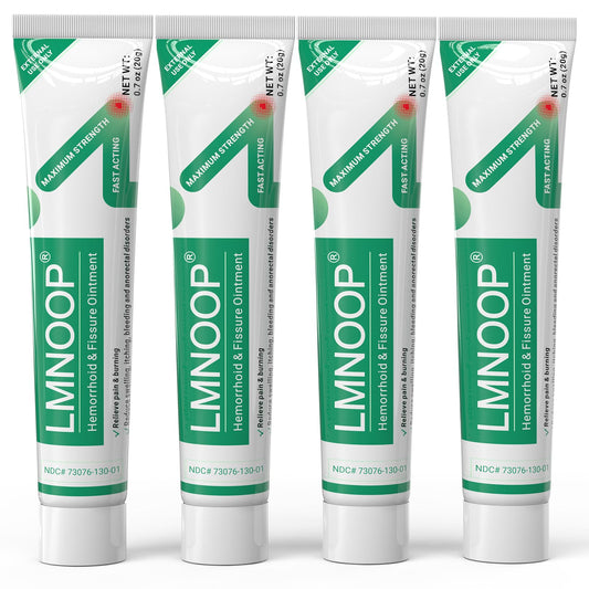LMNOOP hemorrhoid ointment bottle front offers quick, soothing relief for internal and external symptoms.
