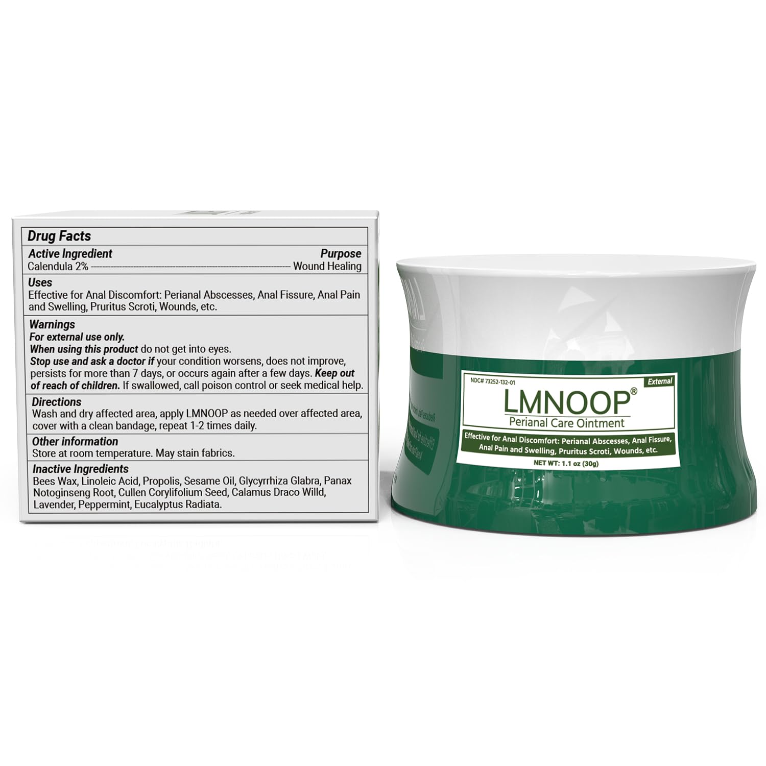 After-use perianal skin appears calmer after LMNOOP application.