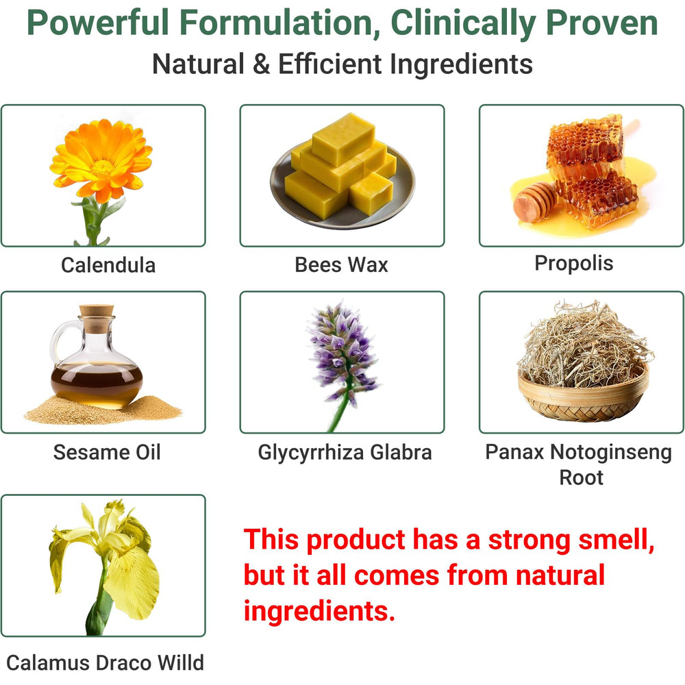 Ingredients scene featuring LMNOOP with lavender and propolis for soothing care.