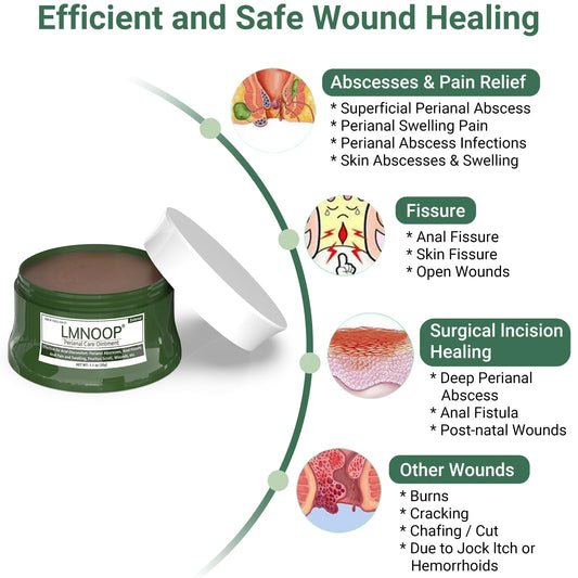 LMNOOP Perianal Repair Ointment tube dispensing for fast topical application.