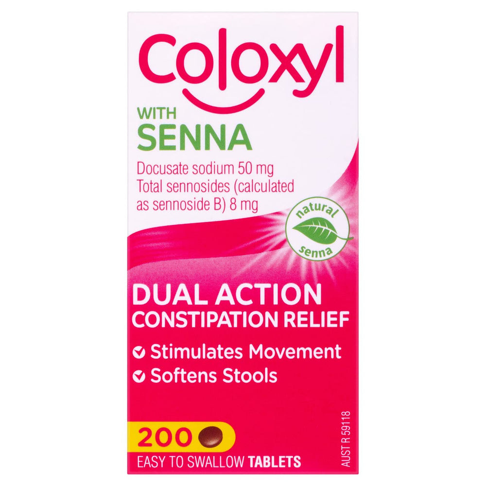 Lnoyui Coloxyl with Senna 200 bottle on nightstand for morning routine