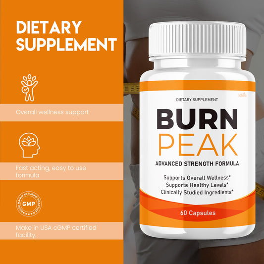 Lofero Burn Peak bottle front view, easy pre-workout booster on display