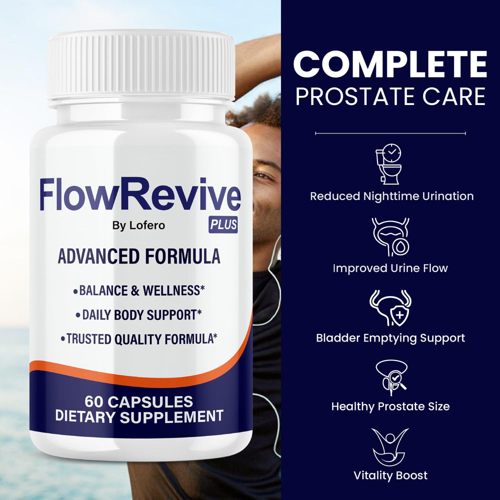 Lofero Flow Revive prostate supplement label informs daily use