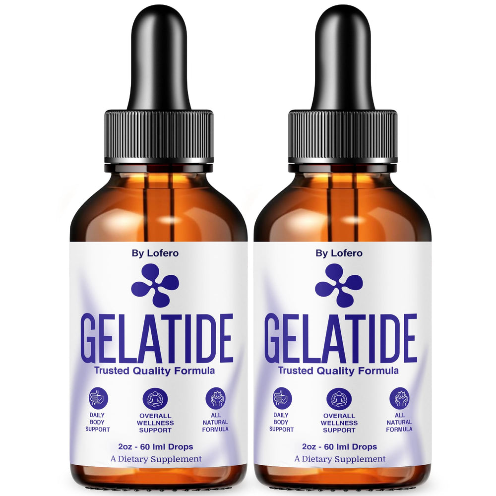 Lofero Gelatide Drops bottle front showing convenient liquid wellness formula