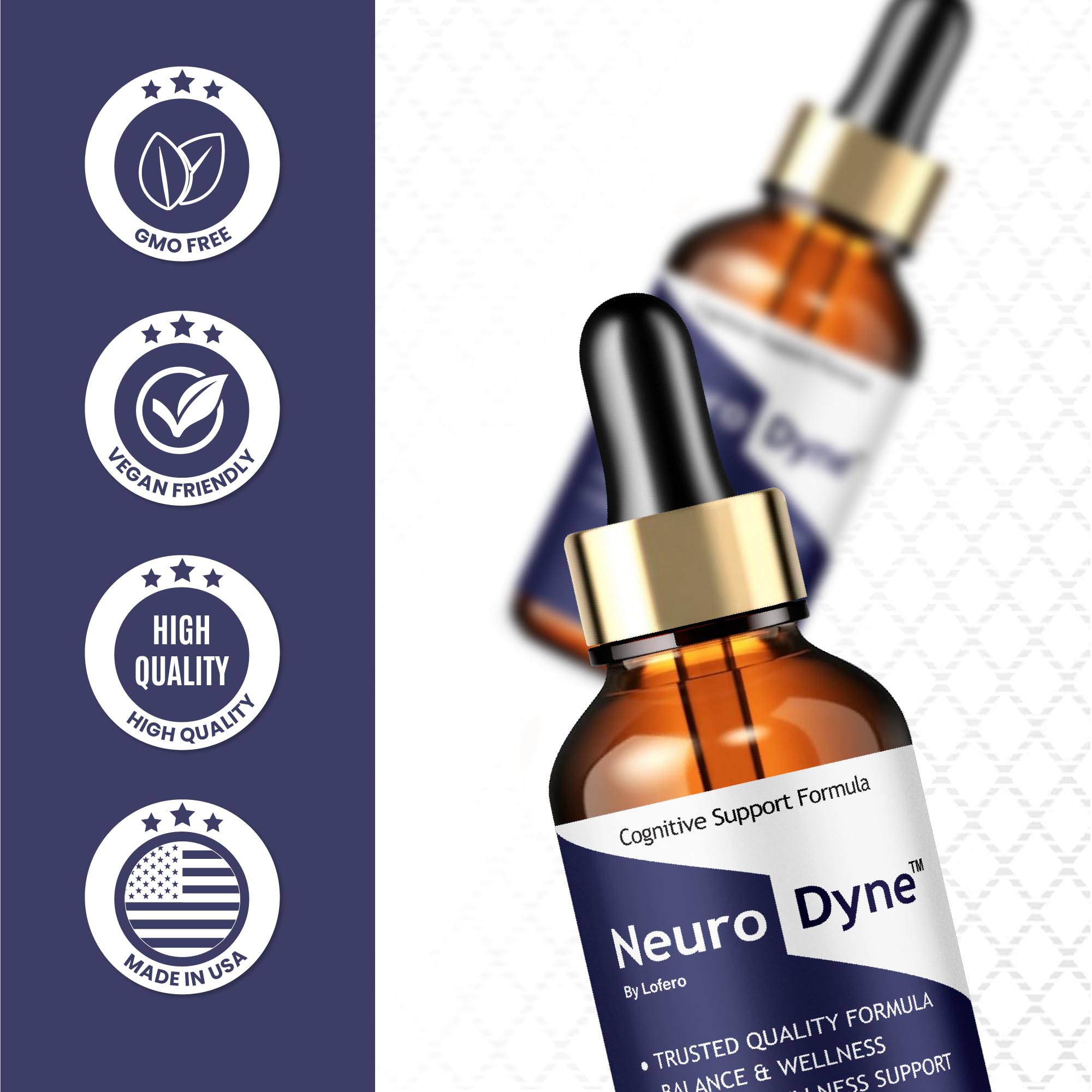 Lofero NeuroDyne Drops label close-up with ingredients