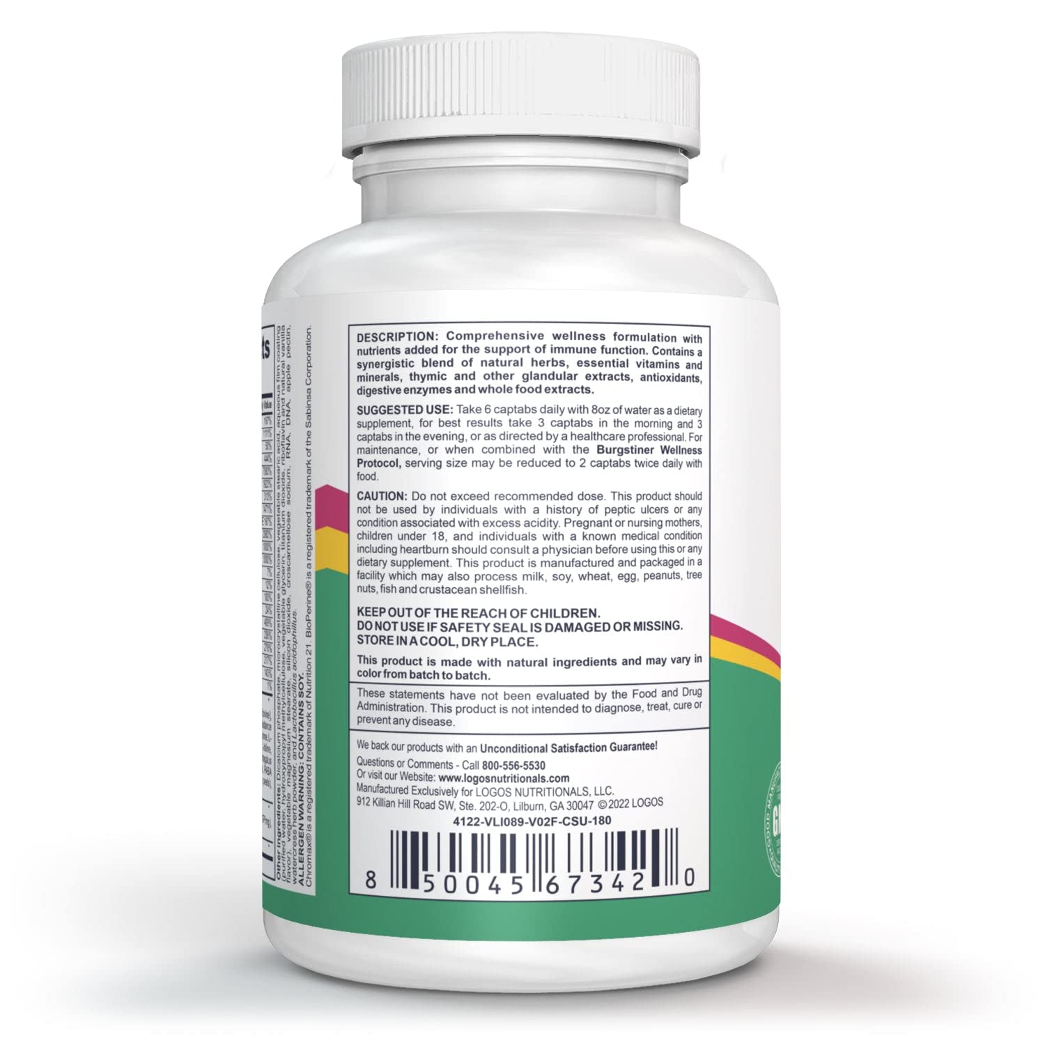 Logos Nutritionals Complete Thymic Formula capsules are easy to swallow daily.