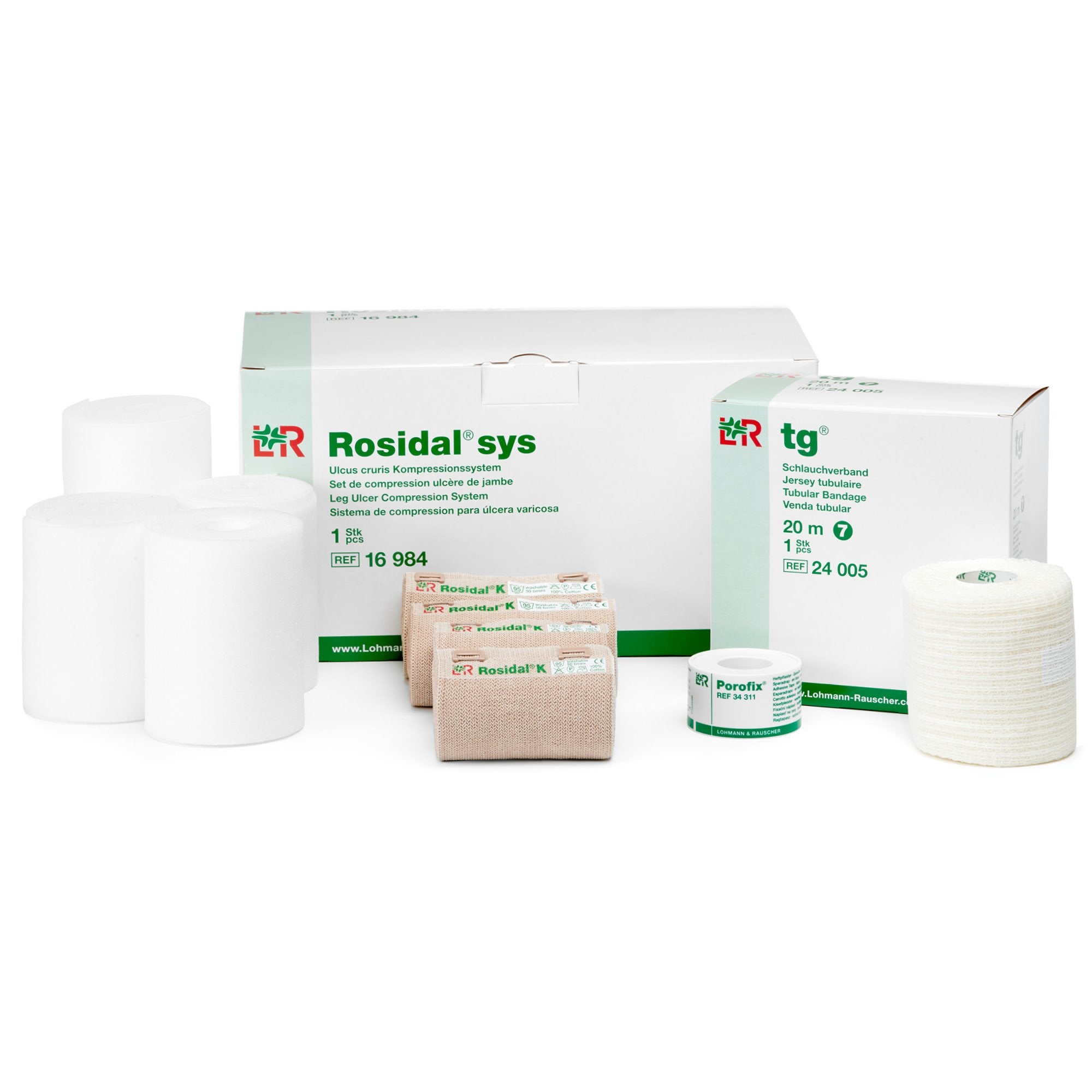 Lohmann & Rauscher Rosidal Sys short-stretch kit ready for venous ulcer wrapping