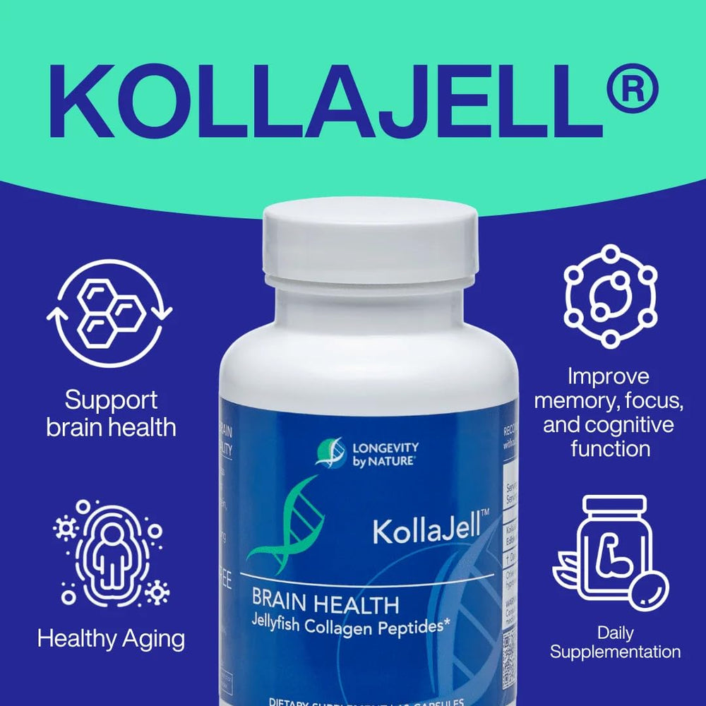 KollaJell capsules closeup for easy daily brain health support.