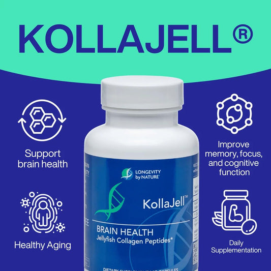 KollaJell capsules closeup for easy daily brain health support.
