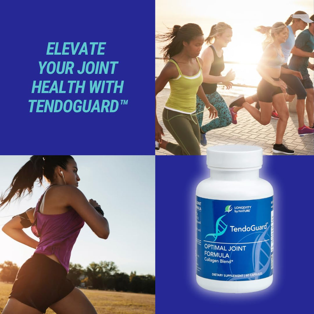 Longevity by Nature TendoGuard capsules on surface ideal for on-the-go supplementation