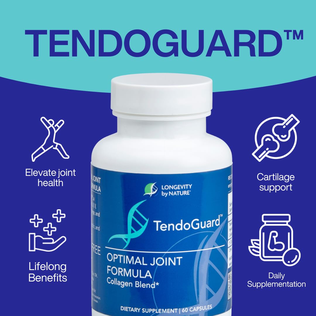 Longevity by Nature TendoGuard capsules ready for daily tendon and ligament support