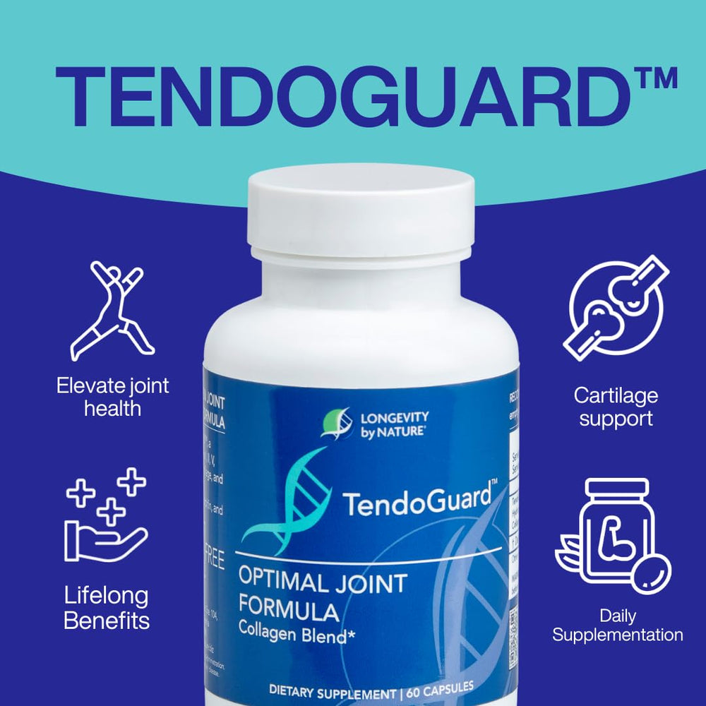 Longevity by Nature TendoGuard capsules ready for daily tendon and ligament support