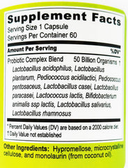 Longevity EnteroPro ingredient label closeup, probiotic strains for broad digestive support.