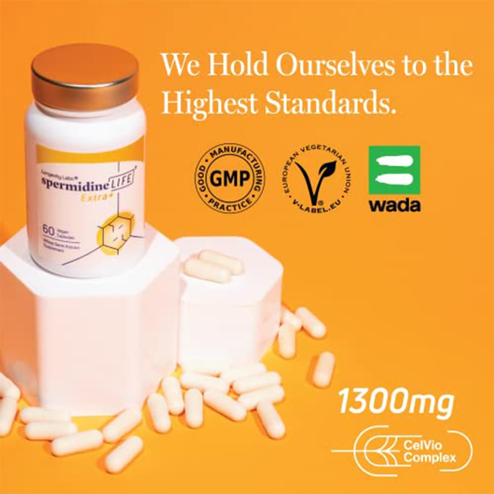 Longevity Labs+ spermidineLIFE Extra+ packaging box for easy shelf appeal.