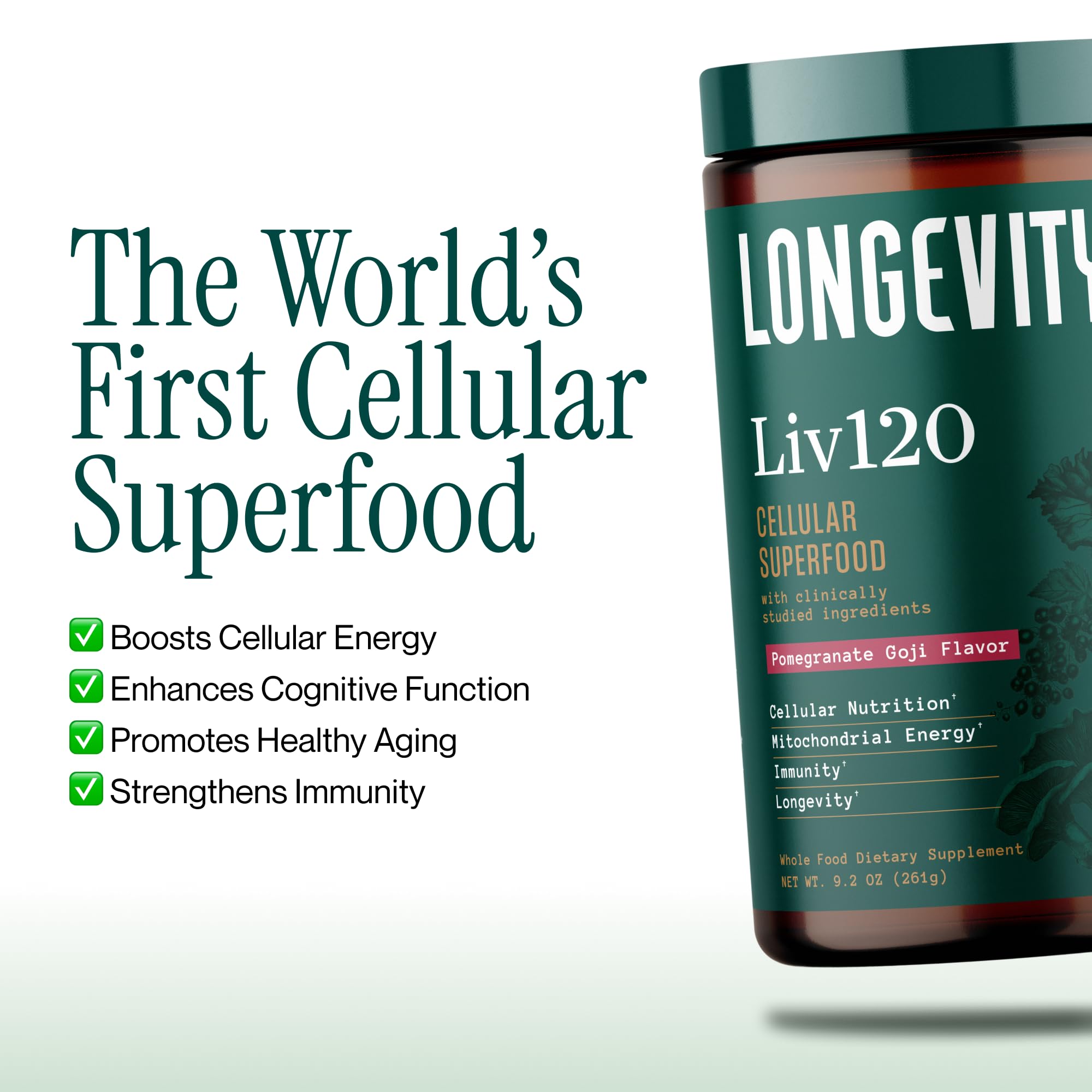 Longevity Rx Liv120 scoop in container ready for morning shakes