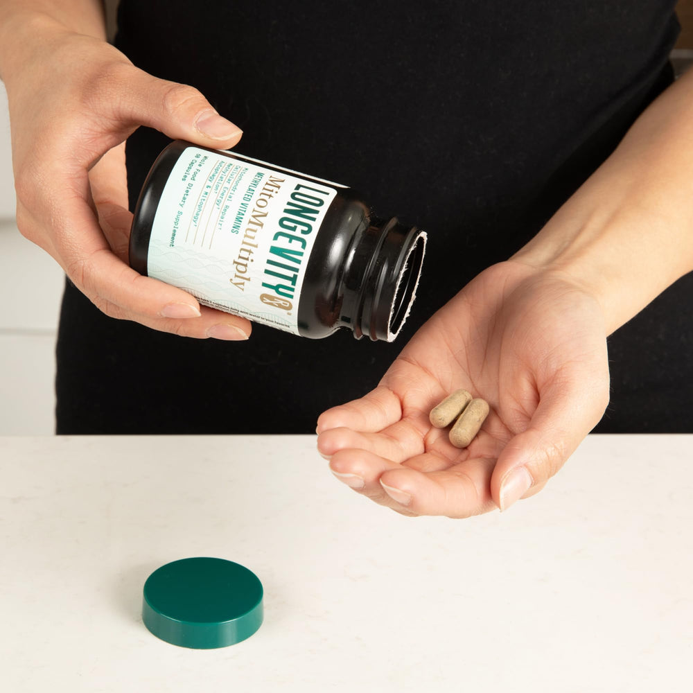 Longevity Rx MitoMultiply glutathione ingredient closeup for antioxidant support.