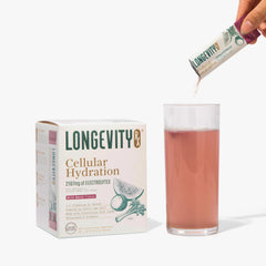 Longevity Rx natural hydration blend with superfood ingredients.